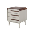 Modern Minimalist Nightstand with Wood Top and Three Drawers