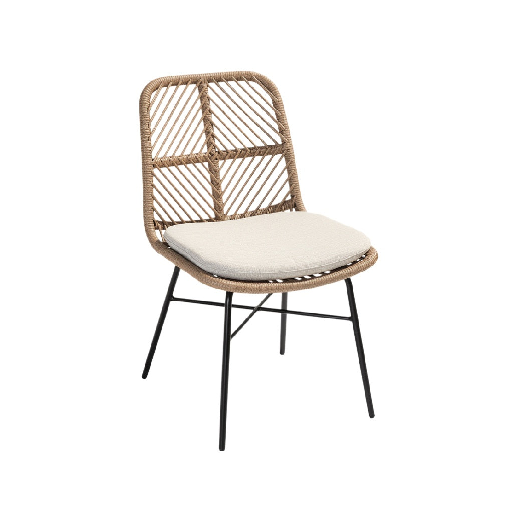 Modern Rattan Dining Chair with Cushioned Seat