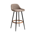Modern Upholstered Bar Stool with Sleek Black Legs and Wooden Accent
